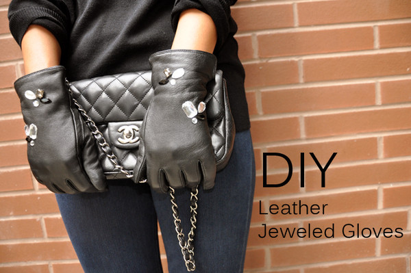 DIY Leather Jeweled Gloves