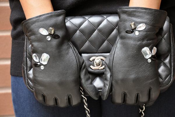 DIY Leather Jeweled Gloves