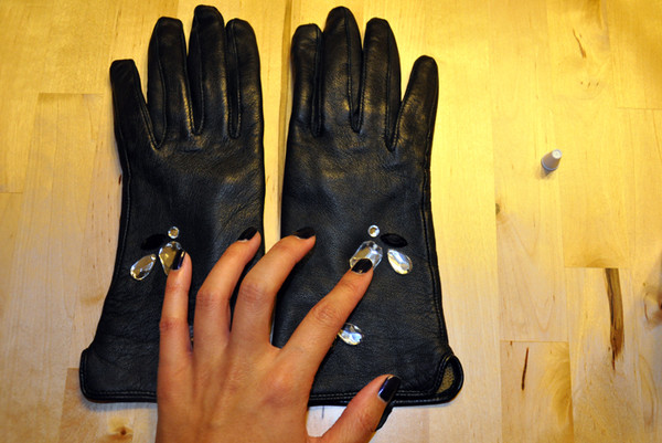 DIY Leather Jeweled Gloves How To - Step 3