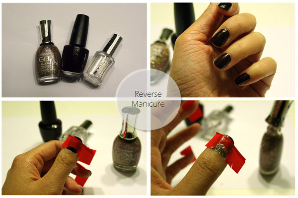 Reverse manicure, reverse french mani, DIY nail 
