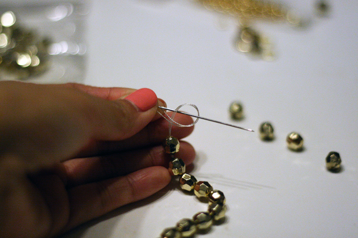 DIY Gold Beaded necklace