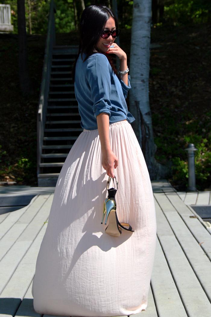 summer outfit, maxi skirt outfit, long skirt outfit