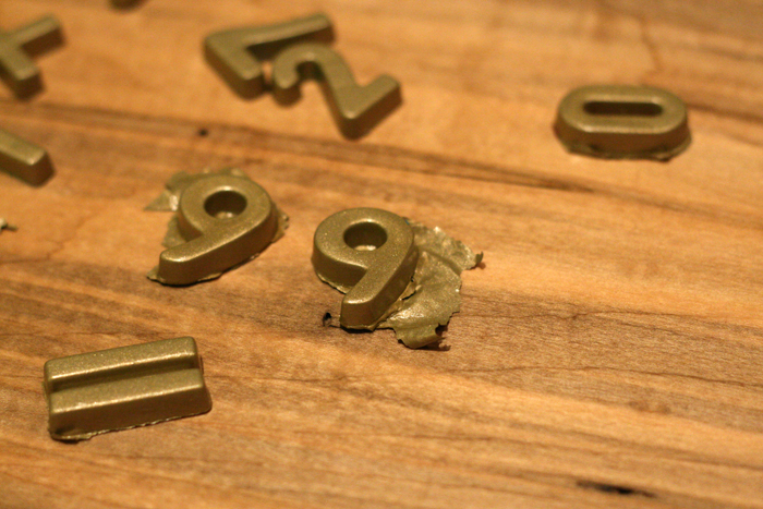 DIY magnets, DIY number magnets, DIY gold magnets, DIY alphabet magnets