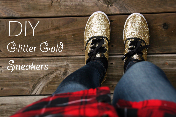 DIY Glitter Gold Sneakers