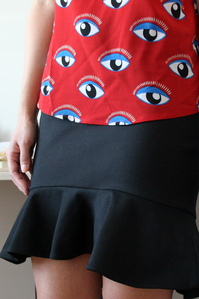 Persunmall review Kenzo style Evil Eye Blouse Frilly Skirt 