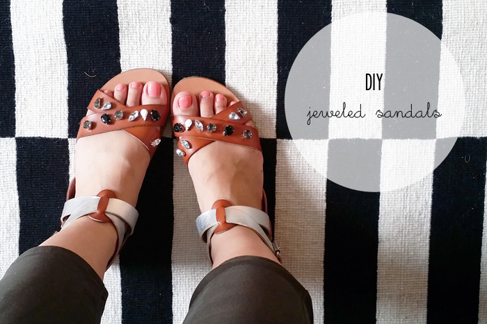 DIY Jeweled Sandals - step by step
