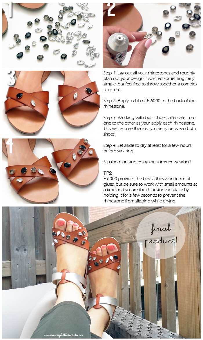 DIY Jeweled Sandals - step by step
