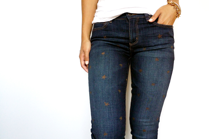 DIY Stencil Star Denim Jeans