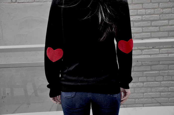 DIY Heart Elbow Patch Sweater