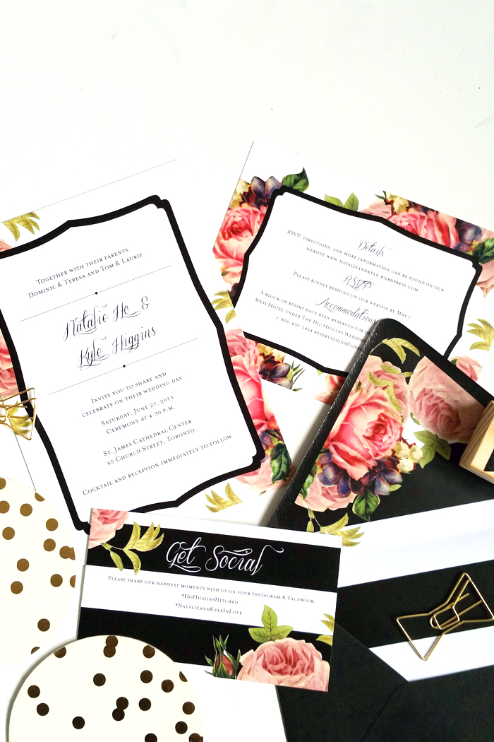 DIY Wedding Invitation Envelop Liners Black and White Stripe invites