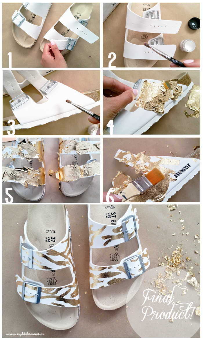 DIY Gold Leaf Sandals Birkenstock SoftMoc