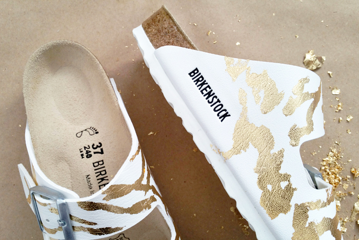 DIY Gold Leaf Sandals Birkenstock SoftMoc